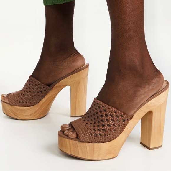 NEW VERONICA BEARD WOVEN PLATFORM MULES - Picture 15 of 15